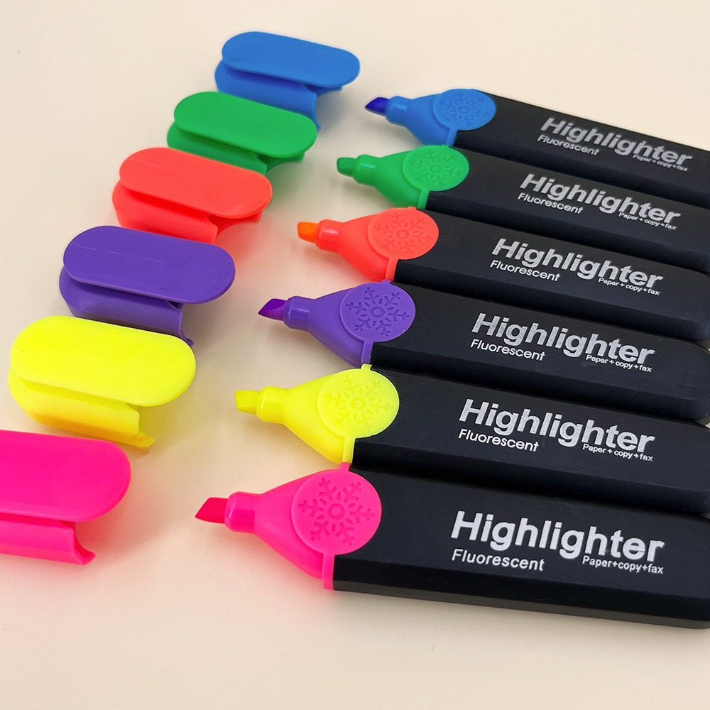 6 Assorted Fluorescent Colors Highlighter